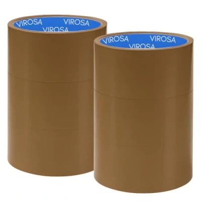 Image of VIROSA EXTRA VALUE Packing Tapes 48mm x 66m Ideal as Fragile Tape Roll, Tape, Packaging Pack, Heavy Duty for Moving House, Box (6 rolls, Brown)