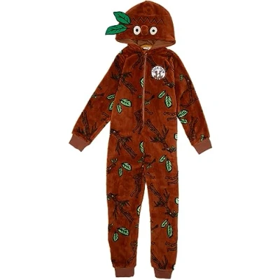 Image of Gruffalo Kids Onesie Brown Stickman Woodland All in One Sleepsuit Pyjamas for Boys &amp; Girls Fleece Bodysuit Hooded PJs Nightwear Pyjama Loungewear Gift Children Toddlers