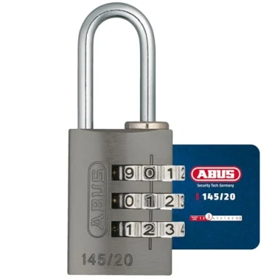 Image of ABUS combination lock 145/20 Titanium Luggage lock, locker and much more. Aluminium padlock individually adjustable numerical code security level 3