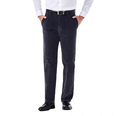 Image of Haggar mensHC00229Stretch Corduroy Expandable Waist Classic Fit Plain Front Casual Pants Blue 34W x 29L
