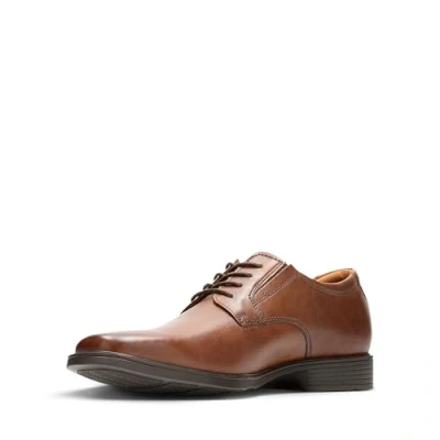 Image of Clarks Men&#039;s Tilden Plain Derbys, Brown Dark Tan Leather, 10 UK