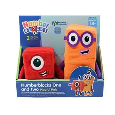 Image of Learning Resources One and Two Playful Pals Numberblocks Plush Squishy Soft Tactile Toys for Toddlers Gifts 18 mths 1 2 3 Year Old Kids Boys &amp; Girls