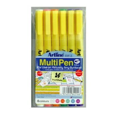 Image of Artline 3.0mm Chisel Tip Pastel Multi Pen White/ Pink/ Orange/ Blue/ Green/ Purple (Wallets of 6)