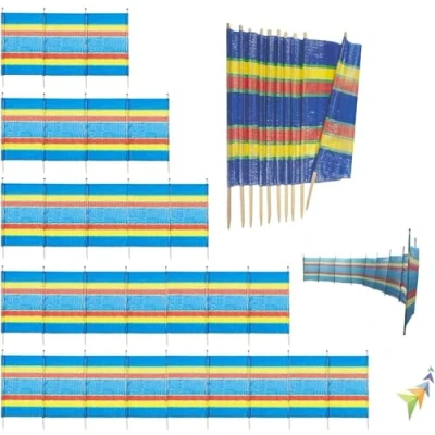 Image of Abaseen Blue Windbreak, Extra Tall Colorful Wind Break for Camping, Caravan, Festival and Beach Windbreaker Sun Shelter Garden Screen (5 Pole (5ft x 9ft), Blue)
