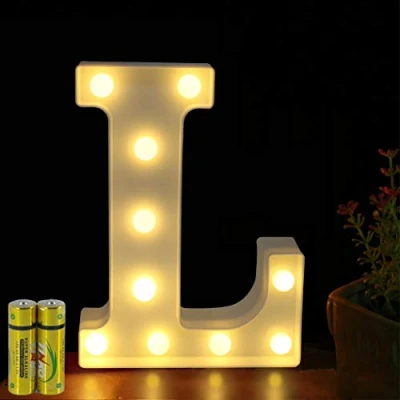 Image of HONPHIER® Letter Lights Decorative LED Alphabet Marquee Decoration Light Up Sign Night Battery Operated for Birthday Party Wedding Receptions Holiday Bar Home Bedroom Bath Decor (L)