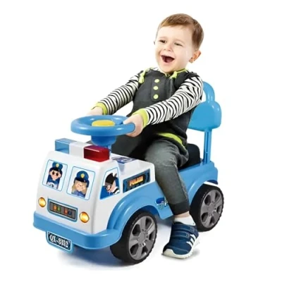 Image of RLS My First Ride on Police Car Kids Toy Boys and Girls push Along Toddlers Infants Walker with Storage