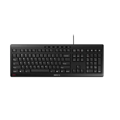 Image of CHERRY STREAM Keyboard, Wired EU Layout (QWERTY), Whisper Quiet Keystrokes, Unique Typing Experience, Flat Design, Black