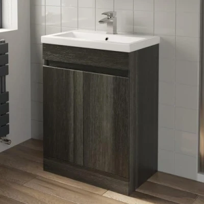 Image of BAYSTONE 600mm Charcoal Grey Vanity Unit Basin Storage Cabinet Bathroom Furniture