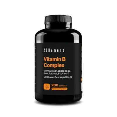 Image of Vitamin B Complex, Contains All Eight Vitamins + C and E, 200 Softgels with Organic Extra Virgin Olive Oil Energy, Mood &amp; General Health Non GMO Zenement