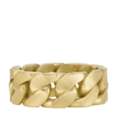 Image of Fossil Men&#039;s Harlow Linear Texture Chain Gold Tone Stainless Steel Band Ring, JF046997105