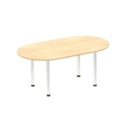 Image of Impulse 1800mm Boardroom Table Maple Top Chrome Post Leg