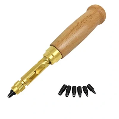 Image of Supkeyer Adjustable Screw Hole Punch Auto Leather Tool Bookbinding Drill Tool,Paper Punch,Craft Punches, 6 Tips Sizes 1.5mm 2mm 2.5mm 3mm 3.5m 4mm