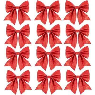 Image of SULOLI Christmas Tree Bows,12PCS Red Bows for Decorations