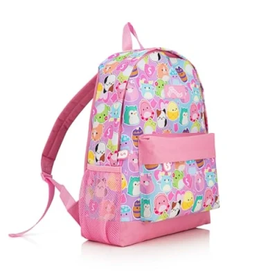 Image of Squishmallows Girls Backpack Pink Kids School Bag Cute for Kangaroo Pocket Rucksack &amp; Mesh Water Bottle Holder