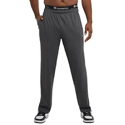 Image of Champion Men&#039;s, Lightweight Open Hem Lounge, Jersey Pants (Reg. Or Big &amp; Tall) Track, Granite Heather C Patch Logo, XXL