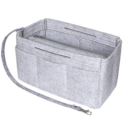 Image of Soyizom Felt Tote Handbag Purse Organiser 2in1 Bag Insert in Liner Pouch（Light Grey，Medium）