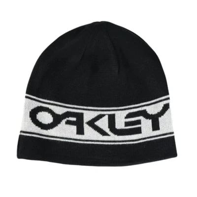 Image of Oakley Men&#039;s Thermonuclear Protection Reversible Beanie Hat, Blackout/White, One Size