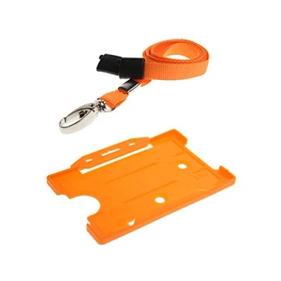 Image of Orange ID Card Badge Holder Lanyard Neck Strap with Metal Clip &amp; Safety Breakaway Release for Pass by It