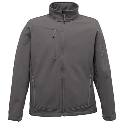 Image of Regatta Professional Men&#039;s Wind Resistant Arcola 3 Layer Membrane Softshell Jacket Seal Grey Black, Size: Xxl