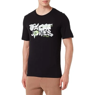 Image of JACK &amp; JONES Men&#039;s Jcodust Tee SS Crew Neck Noos Polo Shirt, Black, L