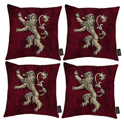 Image of Set of 4 Game Thrones Cushion Lannister House 38 x cm Cushions Printed Plush Pillow With Pad Included Official Gift Idea For Fans