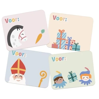 Image of Folat 65714 Saint Nicholas Children&#039;s Decoration Name Stickers Gift Sint en Pieten Pack of 50 Multicoloured