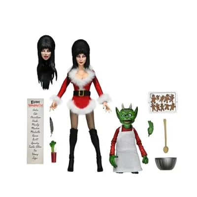 Image of Elvira, Mistress of the Dark figurine Clothed Very Scary Xmas Elvira 20 cm