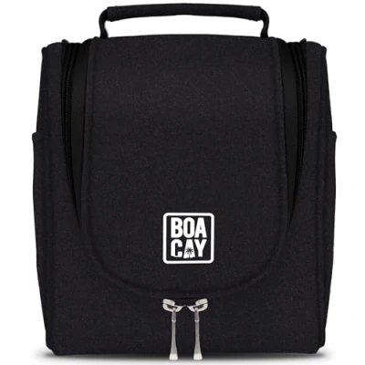 Image of BOACAY Small Hanging Travel Toiletry Bag for Women &amp; Men, Makeup Bag, Shower Wash Organiser Kit Cosmetics, Essentials, Accessories (S) Quartz Gray
