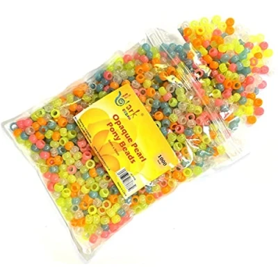 Image of arkCRAFT Plastic Pony Beads Assorted Colours 1000Pcs (Opaque Pearl)