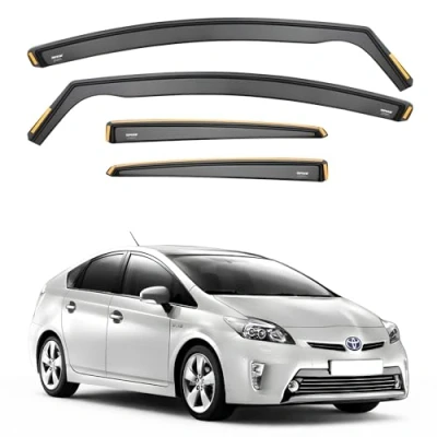 Image of iSpeed Wind Deflectors For Toyota Prius mk3 Hatchback 2010 2015 5 Door Liftback 4pc Set Keep Your Car Ventilated In Rain Reduce Turbulence Tinted Channel Type