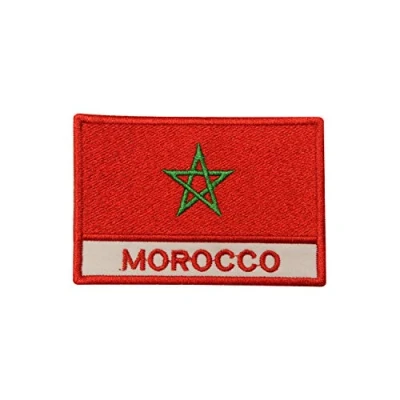 Image of Morocco National Flag Embroidered Iron on Patch Sew Badge for Clothes etc