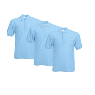 Image of Fruit of the Loom Men&#039;s 63 402 0 Polo Shirt, Pastel Blue, L (Pack 3)