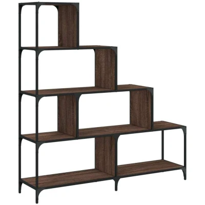 Image of vidaXL Bookcase 4 Stair Brown Oak 139x33.5x149 cm Engineered Wood
