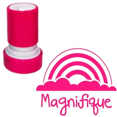 Image of Magnifique French Teacher Self Inking Stamp Pink Ink, 22mm Reinkable ^