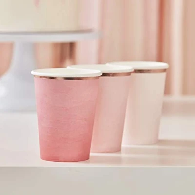 Image of Ginger Ray Party Ombre Pink Paper Cups 8 Pack Mix