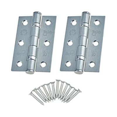 Image of Door Hinges 3&quot; 76mm Ball Bearing 1 Pair Pack [2 &amp; Screws] Satin Chrome