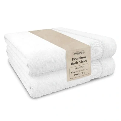 Image of Blue Canyon Bath Sheet, Bathroom Soft Woven LightWeight, Cotton Quick Dry, Reusable Bacteria Resistant, Skin Friendly, Makeup Remover Sheet 100*140 cm, 500 GSM, PACK OF 2, (WHITE)