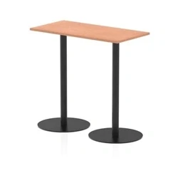 Image of Italia 1200 x 600mm Poseur Rectangular Table Beech Top 1145mm High Black Leg