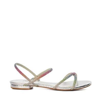 Image of Dune Ladies NIGHTENGALE Diamante Flat Sandals Size UK 5 Heel Silver