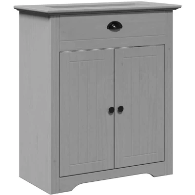 Image of vidaXL BODO Bathroom Sink Cabinet Grey Pinewood/Engineered Wood 70x35x80 cm Retro Vanity with Storage