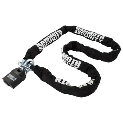 Image of Mammoth Motorcycle Motorbike Lock &amp; Chain 10x10x1800mm Heavy Duty Security + Shackle