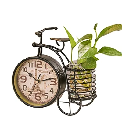 Image of SWHONG Bicycle Desk Clock Fashion Creative Iron Metal Silent Table Living Room Bedroom Decoration