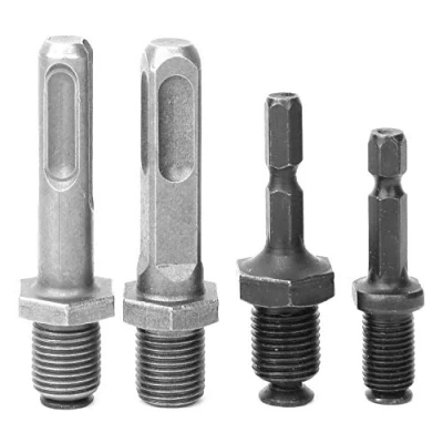 Image of 4 Pcs Drill Chucks Adapter Power Tool Chuck Connector Square Hex Round Shank Rod Conversion
