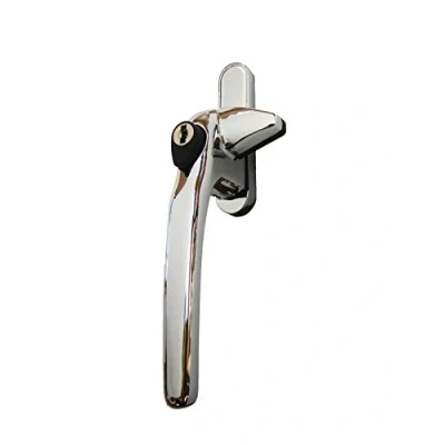Image of Schlosser Technik Cockspur Window Handle Locking Lock Catch for UPVC (Left Handed, Polished Chrome)