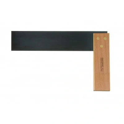 Image of Footprint Tools 9&quot; Beechwood Carpenters Square Anti Rust Chemically Blued Hardened Steel Blade. Stock for Strength. Mark and Check Right Angles in Woodwork Carpentry.