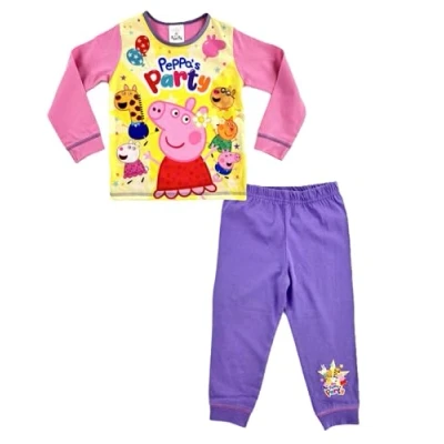 Image of Peppa Pig Girls Pyjamas Peppa’s Party Character PJs Long Pyjama Set 2 3 Years Multicoloured
