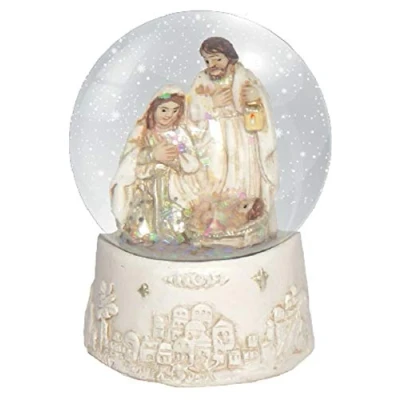 Image of CBC Christmas Snowglobe Holy Family Off White Xmas Snowball 6 cm