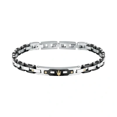 Image of Maserati Men&#039;s Bracelet in Steel, 18k Gold, Ceramic, CERAMIC GOLD Collection JM424AXU01