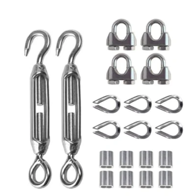 Image of TooTaci Turnbuckle Wire Tensioner Kit,M6 Stainless Steel Tensioner,Heavy Duty Cable Kit for 3mm Rope Tension,Use Garden Wire,Fence Tensioner,Outdoor Hanging