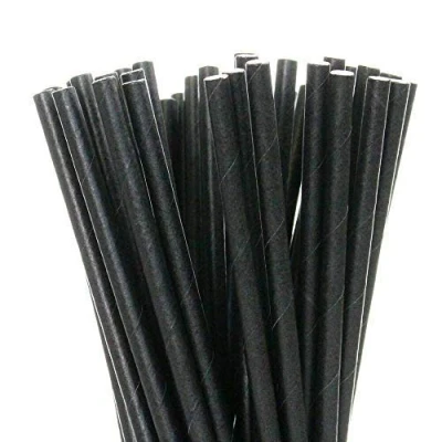 Image of We Can Source It Ltd Black Paper Straws 100% Biodegradable, Compostable, Eco Friendly Disposable Drinking 8inch (20cm) 5000 Pack